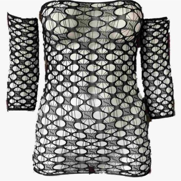 Killer Legs Black Fishnet Bodysuit And Gloves Queen Plus Size - Picture 1 of 3